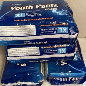 4 bags Curity Youth Disposable Under pants Unisex 85-125 pounds X-LARGE